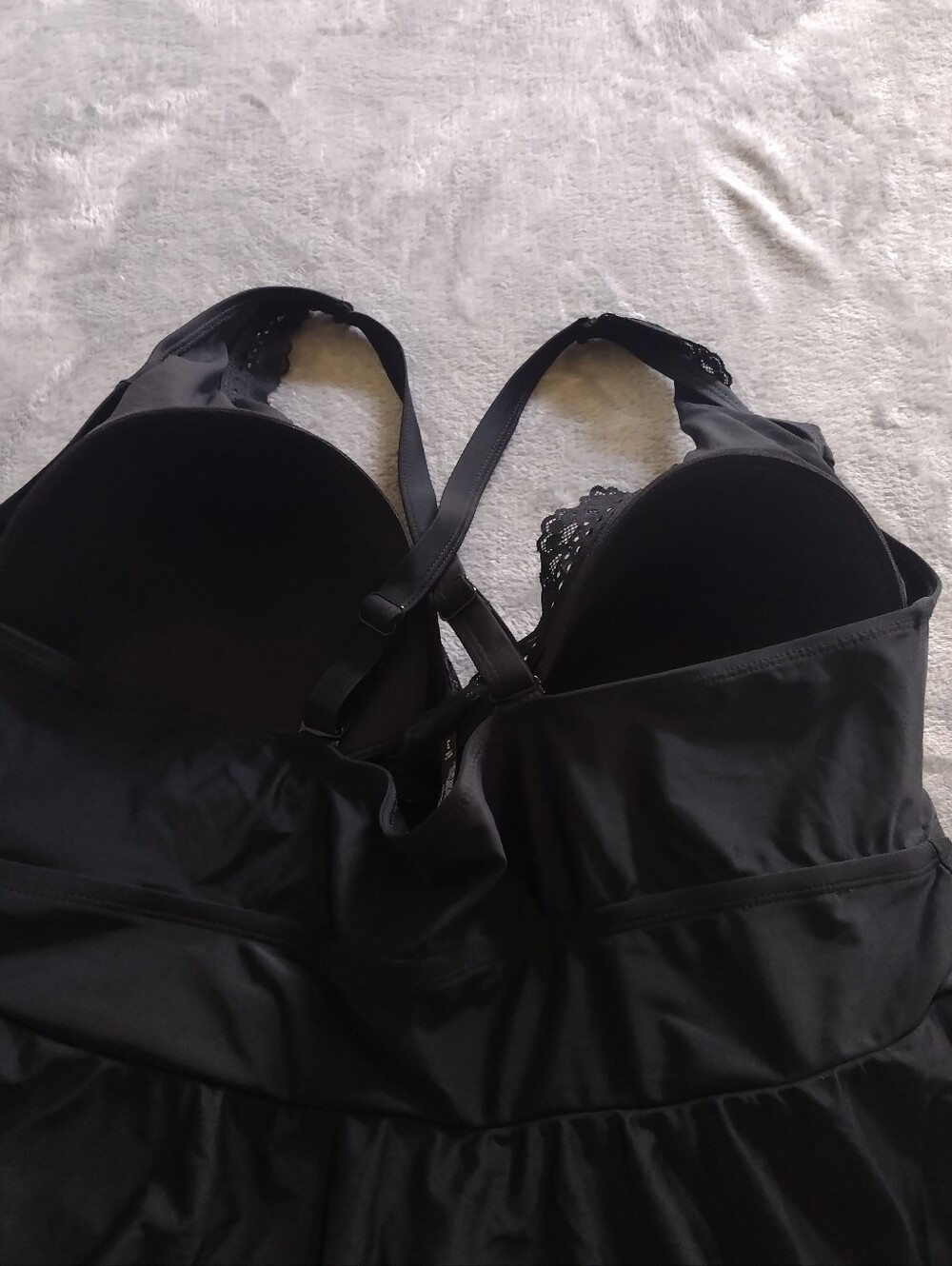 Torrid V Neck Lace Trim Swim Dress One Piece Black Size 3 - Picture 6 of 9